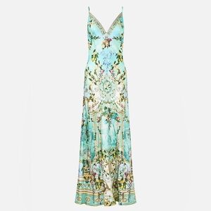 CAMILLA V Neck Long Bias Slip Dress With Train
Venus On A Vespa Silk Embellished